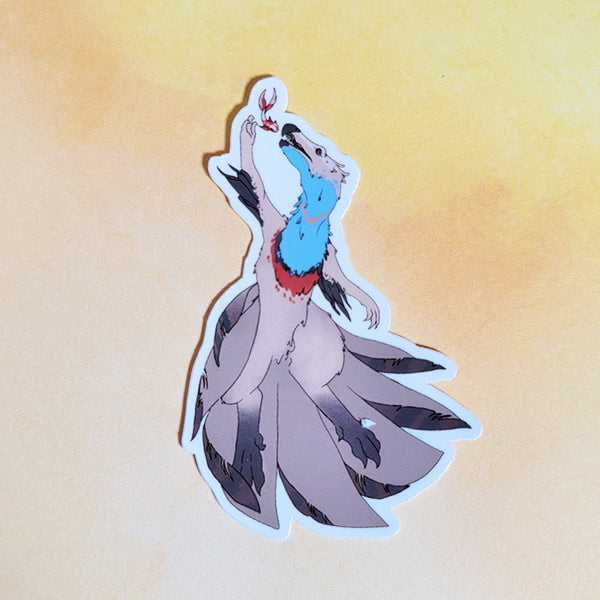 Blue Throat Dino Glossy Sticker