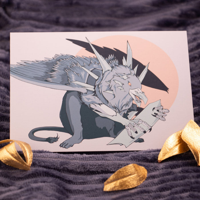 Print of Gryphon with Crystals that are taking him over called 'Greed'
