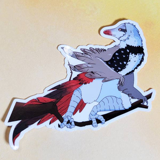 Diamond Firetail Dino Glossy Sticker