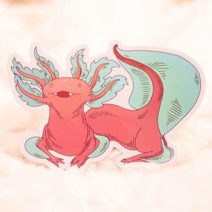 Large Axolotl Dragon Holographic Sticker