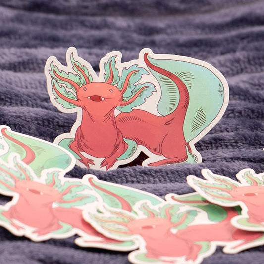 Group of Axolotl Dragon Holographic Stickers